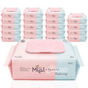 미엘 클래식 엠보싱 물티슈 100매 캡형 20팩 고평량 (사업자 5%추가할인)