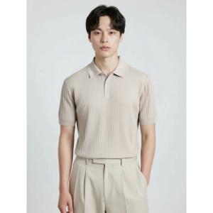 남성) 워셔블 미라쿨 세로조직 반팔 카라티_ABF2ET1104