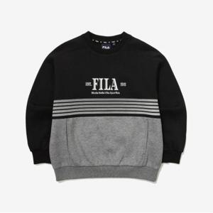 [휠라키즈] 배색 절개 맨투맨 (FK2POG1601M_BLK)