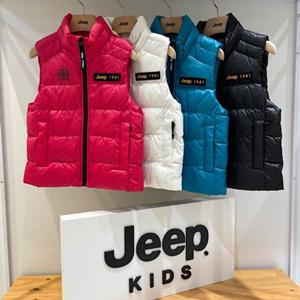 [지프키즈]기본 공용 컬러 포인트 반넥 덕다운 베스트 KM4JPU692 GB