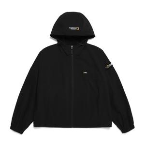 내셔널지오그래픽 N242WFT960 여성 데일리 경량 우븐 후드 세미 크롭 집업 CARBON BLACK