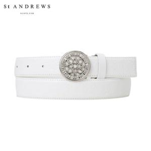 [세인트앤드류스] 여성 원형 심볼 버클 로고 패턴 소가죽 벨트