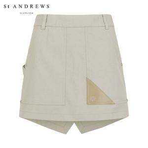 [세인트앤드류스] 여성 빅 포켓 레더 믹스 피쉬 테일 큐롯 스커트