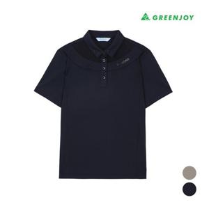 [그린조이]여성 메쉬 패치 솔리드 PK 티셔츠