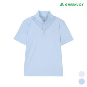 [그린조이] 여성 메쉬 배색 하프 집업 PK 티셔츠