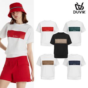 듀빅 여성 엠보 와펜 라운드 반팔티셔츠 DE2WTS124