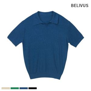 빌리버스 남자 반팔 오픈 카라 무지 여름 니트 티셔츠 BXR020