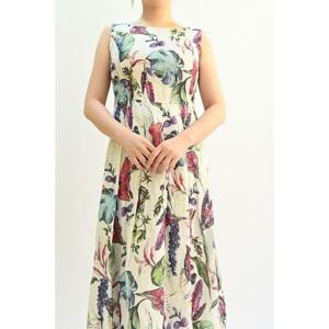 [비꼴리끄]린넨 프린트 민소매 원피스 B242WO1090