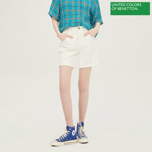 베네통 뒷밴딩 데님 숏 팬츠 BADP68331_WH