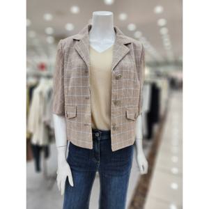 [더아이잗]린넨 체크 플랩 장식 재킷 IP5JK8411_DJ