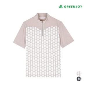 [그린조이]여성 메쉬배색 프린트 반지퍼 티셔츠