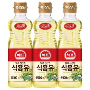 해표 식용유 콩기름 900ml 3개