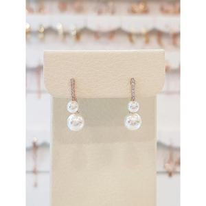 볼라레 세이브존01 귀요미 더블 진주 작은 드롭귀걸이 spe839