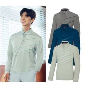 [콜핑]LD18 남성 봄/여름 멜란지 아이스본 카라 긴팔티셔츠 KVT4359M