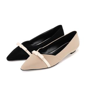 [바바라(슈즈)]리본 배색 포인트 플랫 2COLOR_BBH502