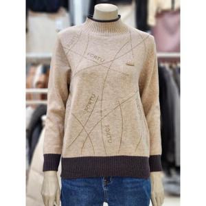 SOUP 세이브존07 여성 큐빅배색 반넥 니트 OAALKT3