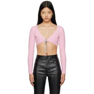 26 SS 알렉산더왕 여성 핑크 크롭 가디건 231187F095005