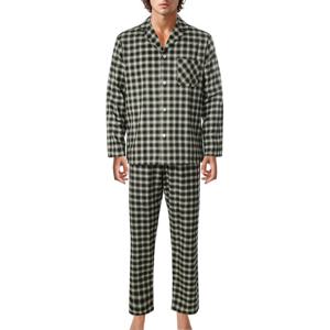 [바바라(언더웨어)]카키체크 면100 파자마 남성잠옷AMP4589B