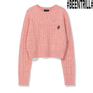 [빈트릴]우먼즈 에센셜 해시태그 로고 크롭 니트 BA243KT501