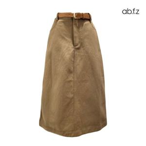 [에이비에프지]벨 티드 반 밴딩 A라인 롱 면 스커트 APZ1HS01A