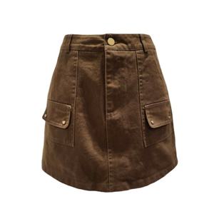 [에이비에프지]빅 포켓 포인트 A라인 면 미니 스커트 APZ1QS39A