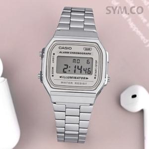 카시오 A168WA-8AY 빈티지 뉴버전 실버 전자 남녀공용 메탈 시계