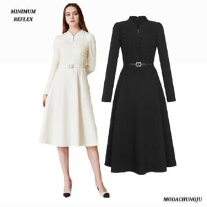 [미니멈]MD 브이넥 자수 플레어 원피스 MD MXAAWO1110 Z_CJ