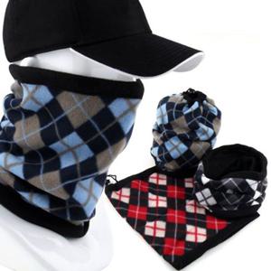 체크 무늬 양면 겨울철 보온 넥워머 비니 스포츠 용품