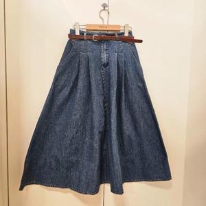 스테파니 HC07 청 미니나무 단추 롱스커트 A25DM5102