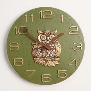 (정품) 포레스트 부엉이 저소음 벽시계(그린)