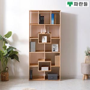 파란들가구 UV코팅 고무나무원목 800 5단 스퀘어책장 A형