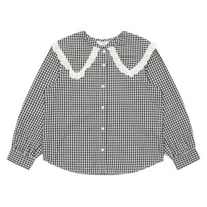 [에꼴리에][에꼴리에] 여아 체크 레이스 카라 블라우스 23A5651_