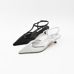 [신난다슈] 여성 슬링백 힐 4cm 여름 스틸레토 구두 샌들 펌프스 망사 티스트랩 ST251014