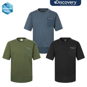 디스커버리 [택가79,000원] 25SS할인 남성 프레시벤트 우븐 하이브리드 립스탑 포켓 반팔티 DMRS8W053