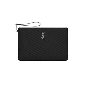 생로랑 그랑 드 뿌드르 엠보스 레더 카산드라 마틀라세 도큐먼트 홀더 블랙 440222-CWU02-1000