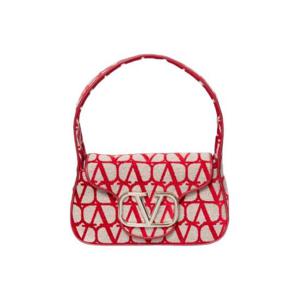 발렌티노 트왈 아이코노그래피 스몰 호보백 베이지 레드 B0M16JSQJ4A