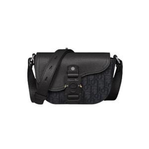 디올 새들 스트랩 파우치 그레인드 카프스킨 블랙 디올 오블리크 자카드 블랙 2ADCA435YKS-H03E