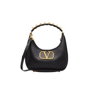 발렌티노 스터드 송아지 가죽 호보백 블랙 B0K69EIM0NO