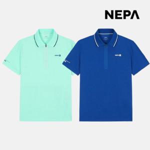 네파 남성 시어서커 반팔 폴로 집업 티셔츠 기능성 쿨링 등산티 7L35218