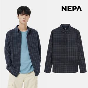 네파 남성 여름 체크 긴팔 셔츠 캐쥬얼 얇은 남방 등산복 7L31543