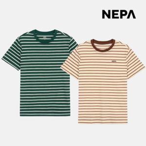 네파 남성 여성 린넨라이크 스트라이프 라운드티셔츠 여름 시원한 반팔티 7LD5364