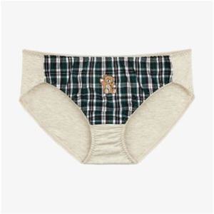 [예스]부드러운 텐셀 그린체크 곰돌이자수 여성팬티 YSWPB341
