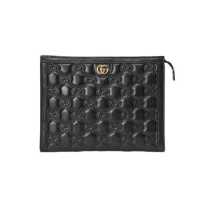 구찌 GG 마틀라세 파우치 블랙 레더 723780-UM8IG-1000