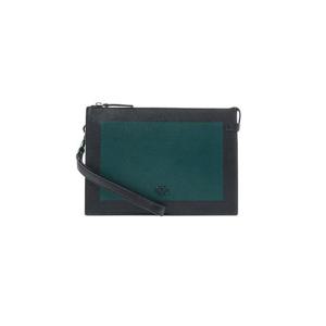 발렌티노 브이로고 시그니쳐 투톤 인타르시아 파우치 블랙 칼리지 그린 P0P09AXI73S