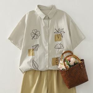 [넬리]리사 코튼 자수 반팔 셔츠_NC2BL064