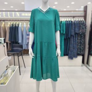 [프렐린]그린 네크배색 원피스 RJO252050_SC