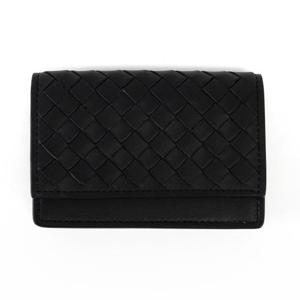 보테가베네타 인트레치아토 플랩 카드 미니 지갑 블랙 529121 V4651 1000