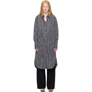 토템 원피스 블랙   화이트 스트라이프 셔츠 미디 드레스 252771F054008