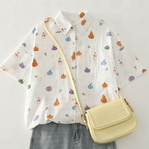 [넬리]릴리 카라 펌킨 반팔 셔츠_NC2BL116