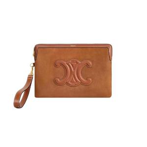 셀린느 스트랩 퀴르 트리옹프 누벅 카프스킨 스몰 파우치 카멜 10J503GSG-02CM